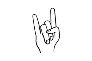 Rock on hand sign doodle png