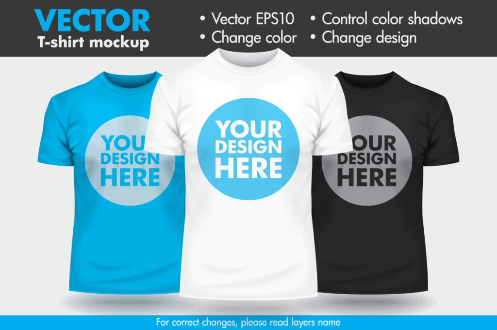 Men T-shirt Vector Mockup – Replace Design with your Design, Change ...
